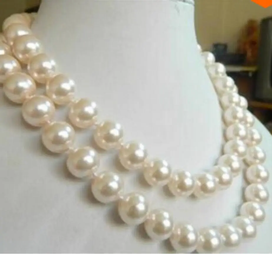 

Jewelry Charming!10mm White Sea Shell Pearl Necklace 32"AAA GE228 Factory Wholesale price Women Gift word Jewelry
