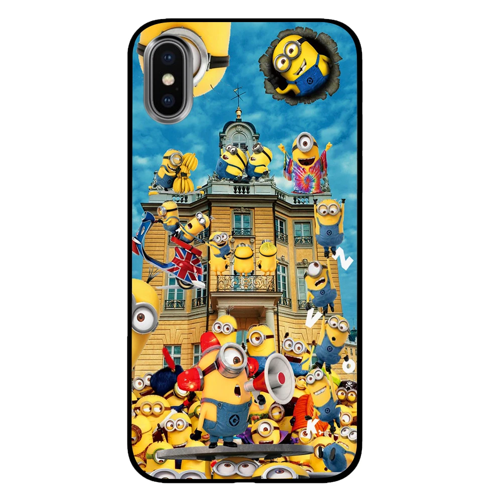 1 С милыми миньонами из мультфильма черные чехлы для телефонов iPhone 5 5S SE 6 6s 7 8 Plus X XS Max XR задняя крышка - Цвет: 1