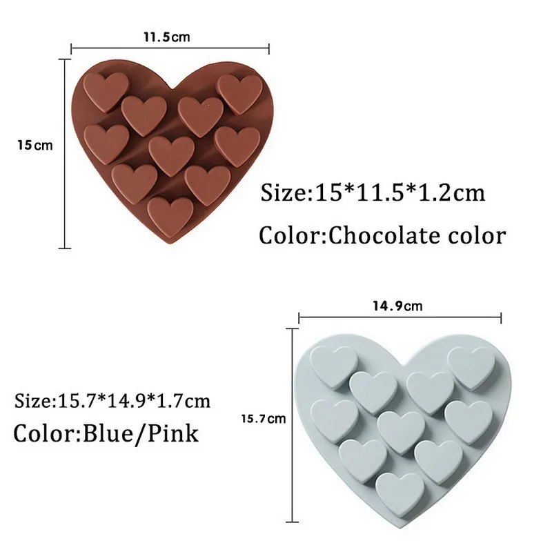 

10 Holes 3D Small Love Heart Silicone Cake Mold DIY Baking Jelly Candy Chocolate Soap Moulds Fondant Cake Decorating Tools