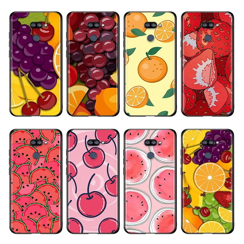 

Fruit cartoon For LG K92 K42 K22 K71 K61 K51S K41S K30 K20 2019 Q60 V60 V50 S V40 V30 G8 ThinQ Black Phone Case