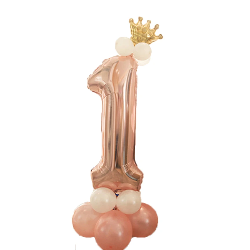 Leeiu на день рождения воздушные шары розово золотые из фольги в виде цифр 1 2 3 4 5 6 7 8 9