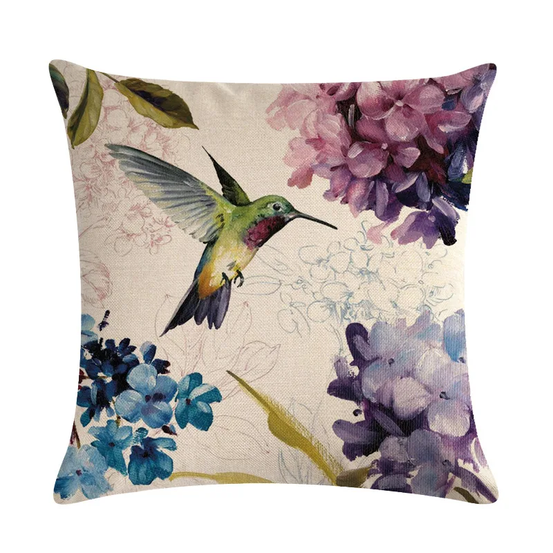 

Cotton Linen Birds And Flowers Sofa Decorative Cushion Cover Pillow Pillowcase 45*45 Throw Pillow Home Decor Pillowcover 40622