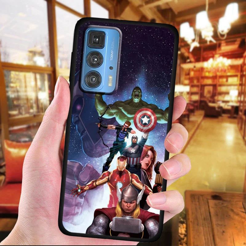 avengers super hero mavel for motorola moto g60 50 40 x3 e6i e7i power edge 20 pro lite fusion 5g 2021 soft black phone case free global shipping