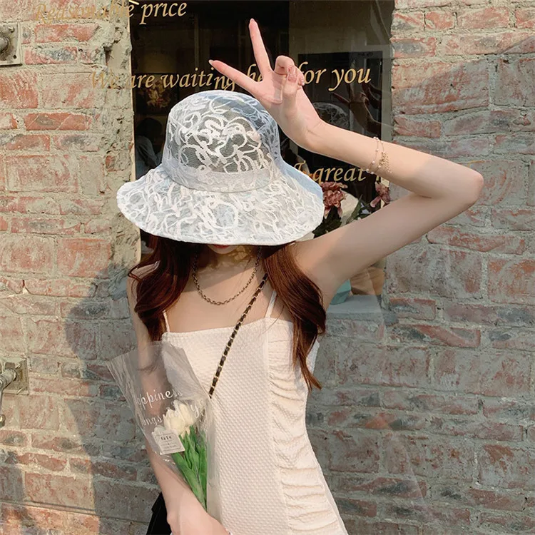 

202104-XIAOHEI new summer Sunscreen LACE FLOWER holiday lady leisure sun cap women leisure hat