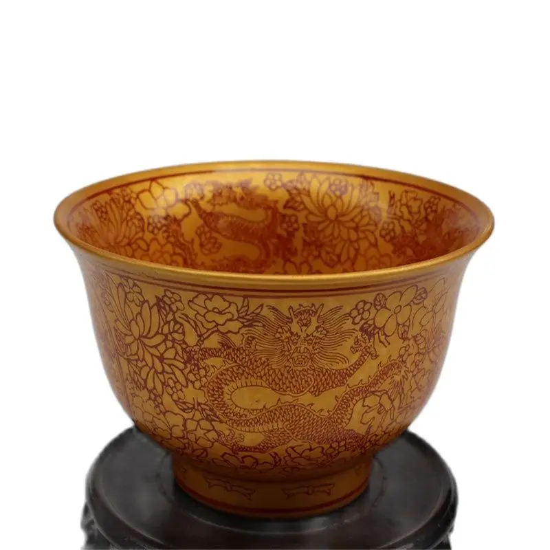 

Jingdezhen ceramics imitated Yellow Dragon bowl antique Jiulong porcelain bowl home decoration