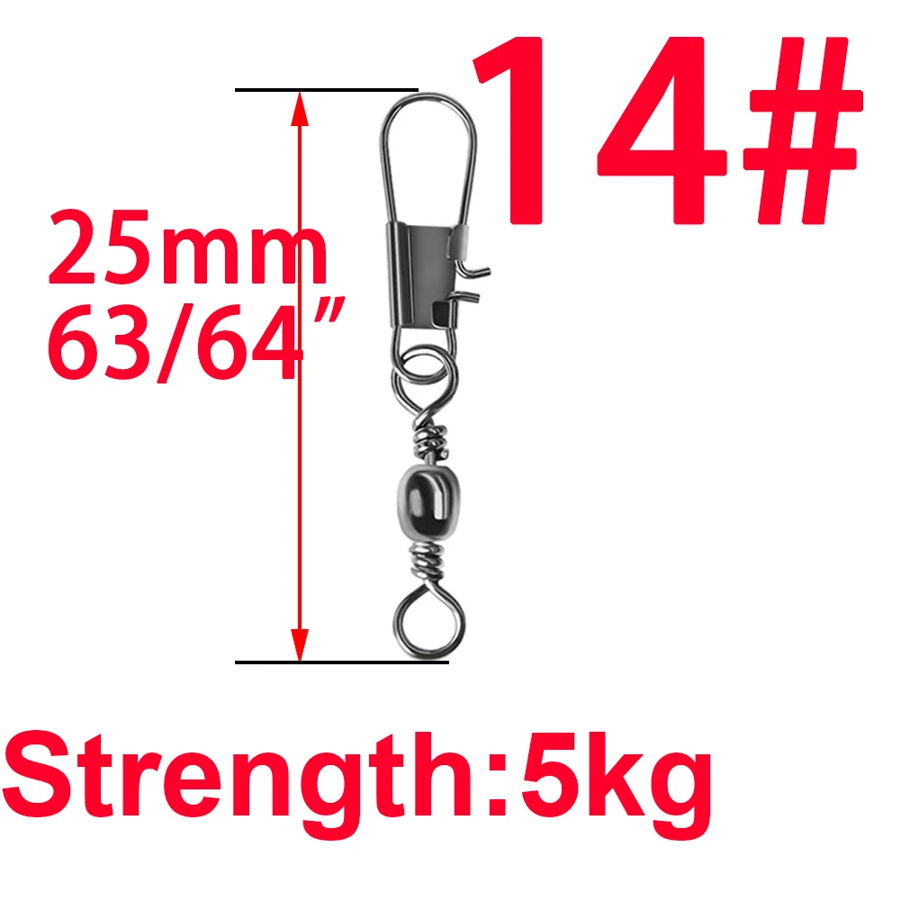 Number 14 100PCS 4#6#7#8#10#12# 14# High Carbon Steel Interlock Snap Ball Bearing Swivel Rolling Solid Rings Fishing Connector Boat Hooks - Цвет: Number 14