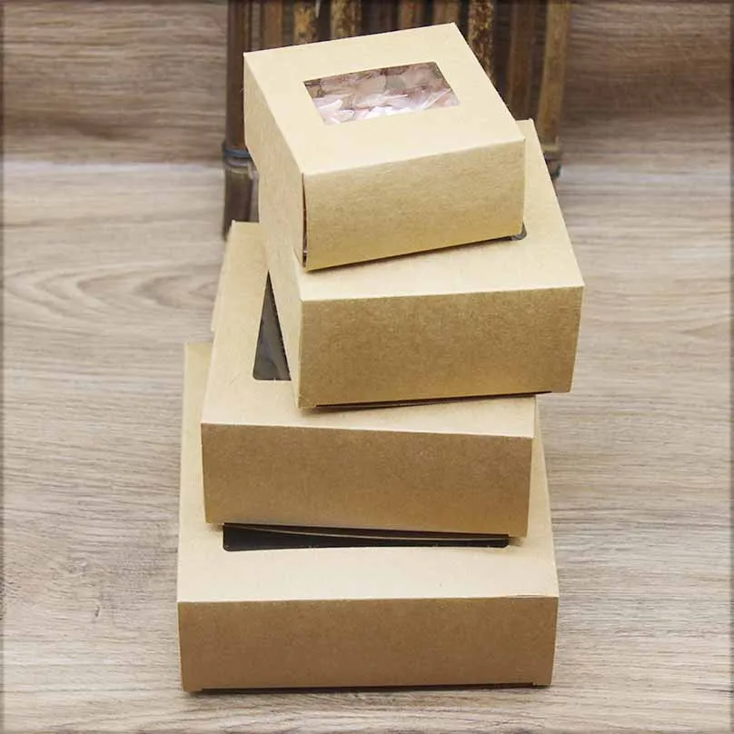 Бумажная коробка сделай сам с окошком 20 шт. белая/черная/Крафтовая бумага