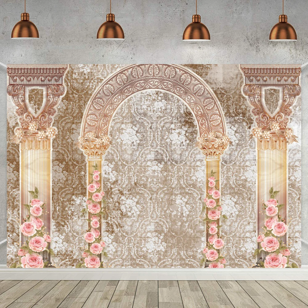 Сушеные Искусственные цветы узоры стена Свадьба Фотография фон дворец дверь