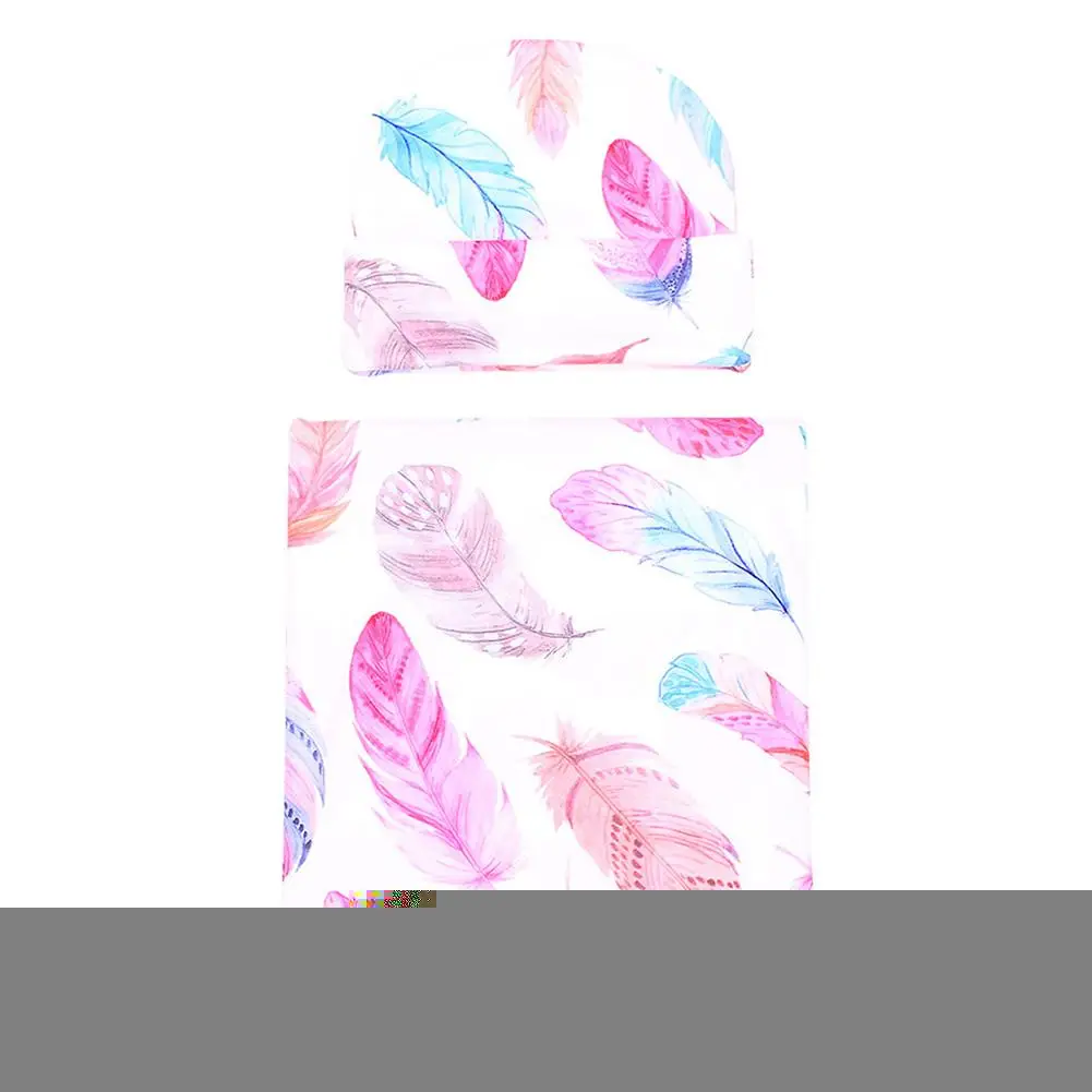 

2pcs/Set Baby Blanket Cute Newborn Baby Floral Print Swaddle Blanket Headband 120cmX120cm newborn knitted cotton blanket