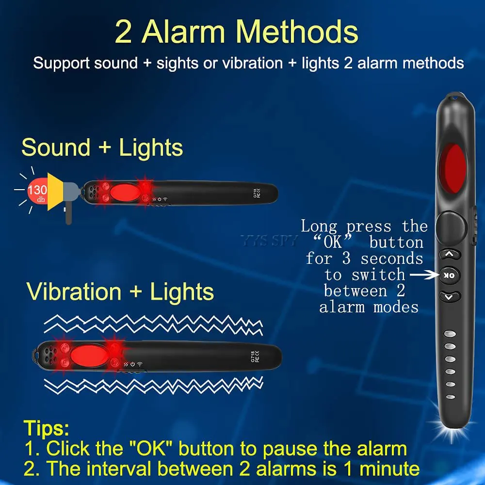 anti spy camera detector rf detection sound infrared light alarm hidden cam scan gps locator hotel travel handheld bug finder free global shipping