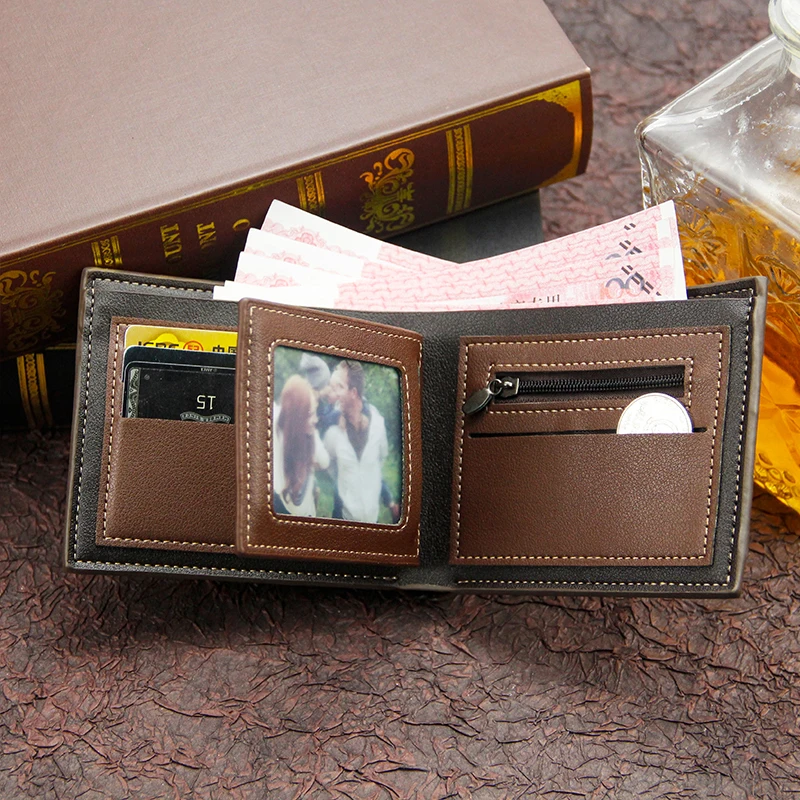 

Men's Wallet Money Bag Solid Color Leather Business Short Wallet Famous Vintage Male Walltes Purse coin