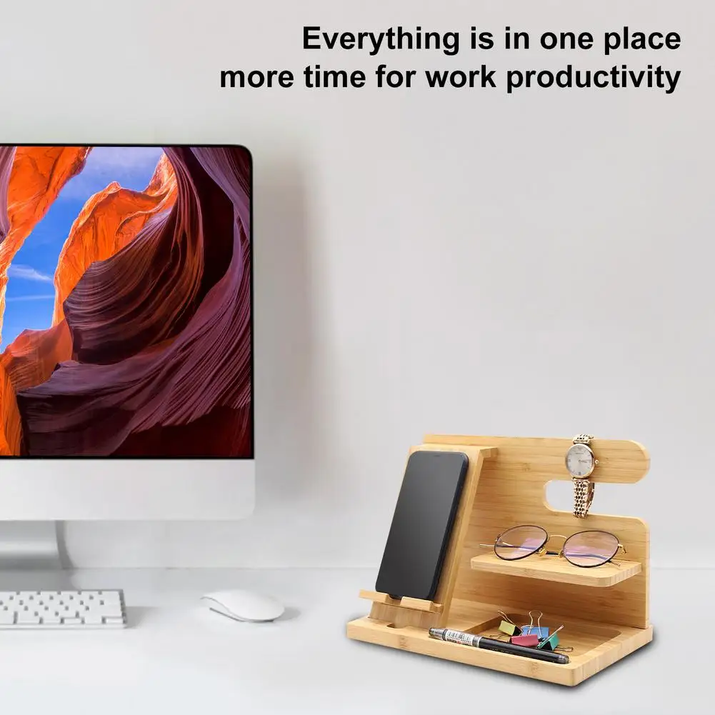 Деревянная зарядная док-станция для телефона держатель бамбуковые кошельки