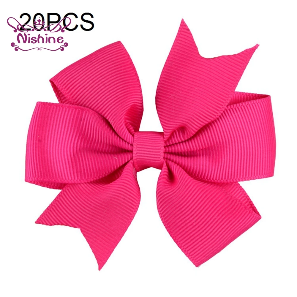 

Nishine 20pcs/lot Grosgrain Ribbon Hair Bow with Clips Baby Girls Bowknot Clips Hairpins Children Photo Shoot Hair Accessories