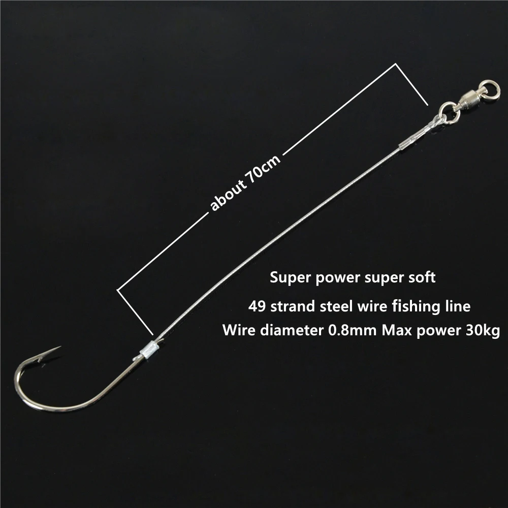 Леска рыболовная 70 см из высокоуглеродистой стали 15-28 # крючки Pesca Рыбная ловля |