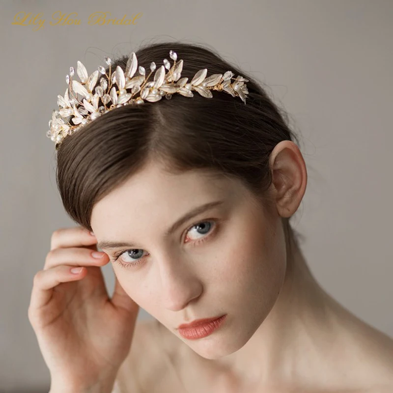 

Gold Charming Bridal Headpiece Wedding Accessories Bride Tiara Headband Handmade High Quality Hair Crown for Women