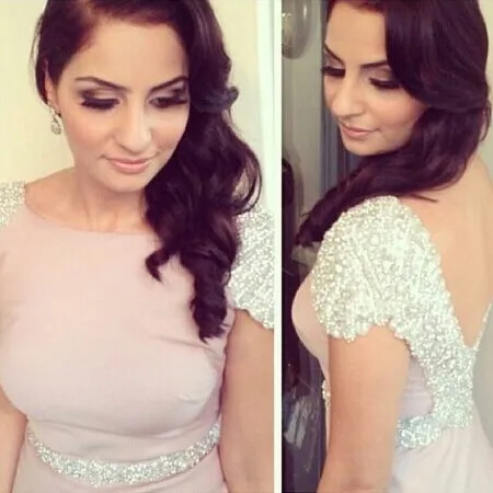 Luxury Crystal Beaded Mermaid Honor Of Maid Dresses 2019 Sexy Backless Elastic Prom Gowns Long Bridesmaid Dress Formal | Свадьбы и