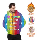 Мужская зимняя длинная флисовая куртка с 3D принтом, Повседневная Толстая флисовая толстовка с капюшоном, мужская верхняя одежда сделай сам, индивидуальный дизайн, Прямая поставка, оптовая продажа