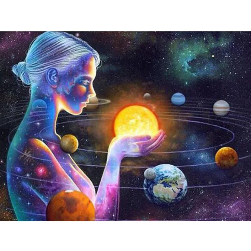 Полностью квадратная Мозаика Diy 5D алмазная вышивка Planet Girl Алмазная картина