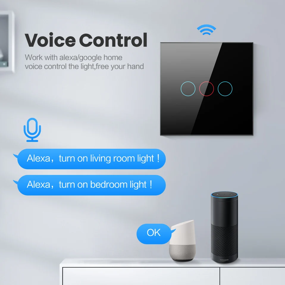 Умный выключатель AVATTO Tuya Zigbee со стеклянной панелью сенсорный стеклом управление
