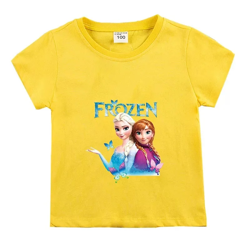 Новинка летняя футболка с мультяшным героем Диснея Холодное сердце Анна Эльза