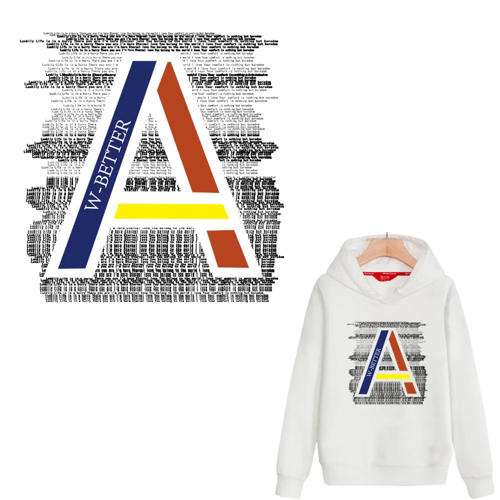 

letter A patches for clothing iron on stickers clothes heat transfer T-shirt hoodies diy patch thermocollants vetement parches