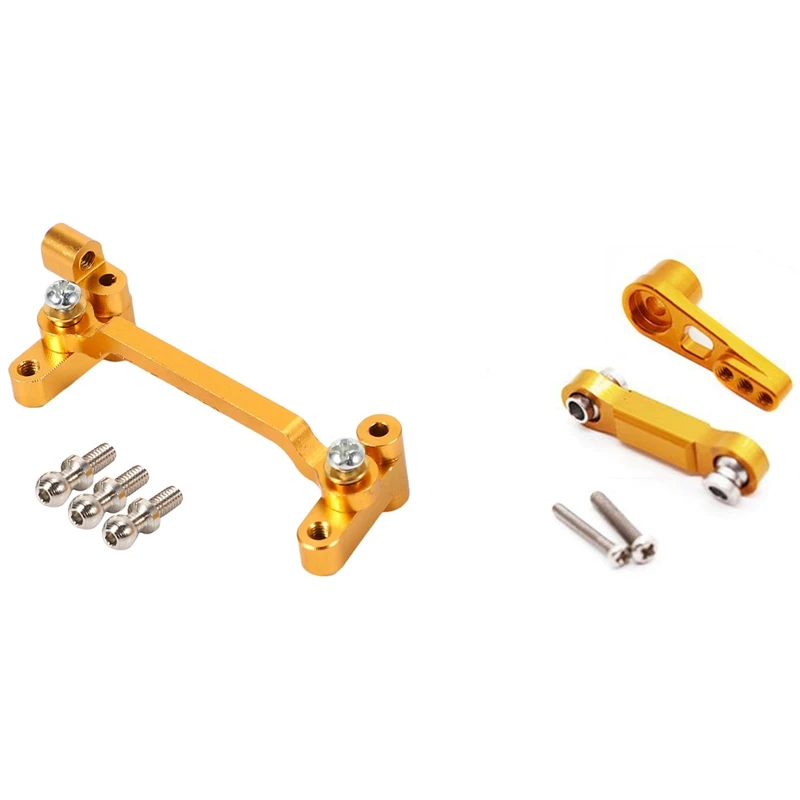 

1Pcs Steering Cylinder Mounting Block for Wltoys A949 A959-B A979-B A969,Yellow & 1set 25T Servo Arm Horn Servo Pull Rod