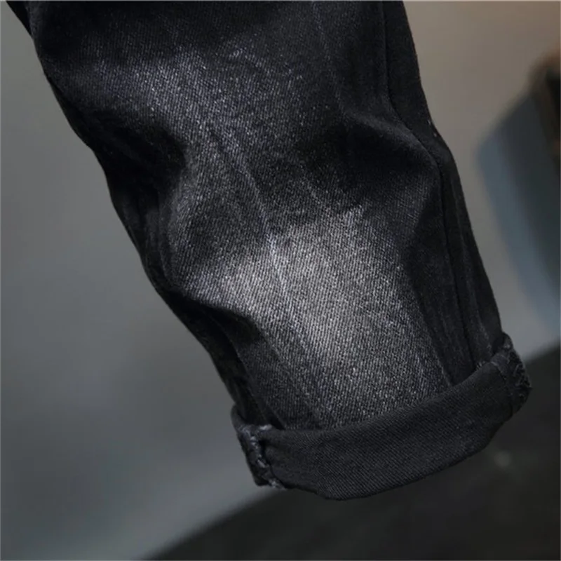 EH·MD® Ripped Jeans Men's Capsule Embroidered Metal Skull Decoration Splashed Ink Soft Slim Cotton Stretch Scratches 2022seasons