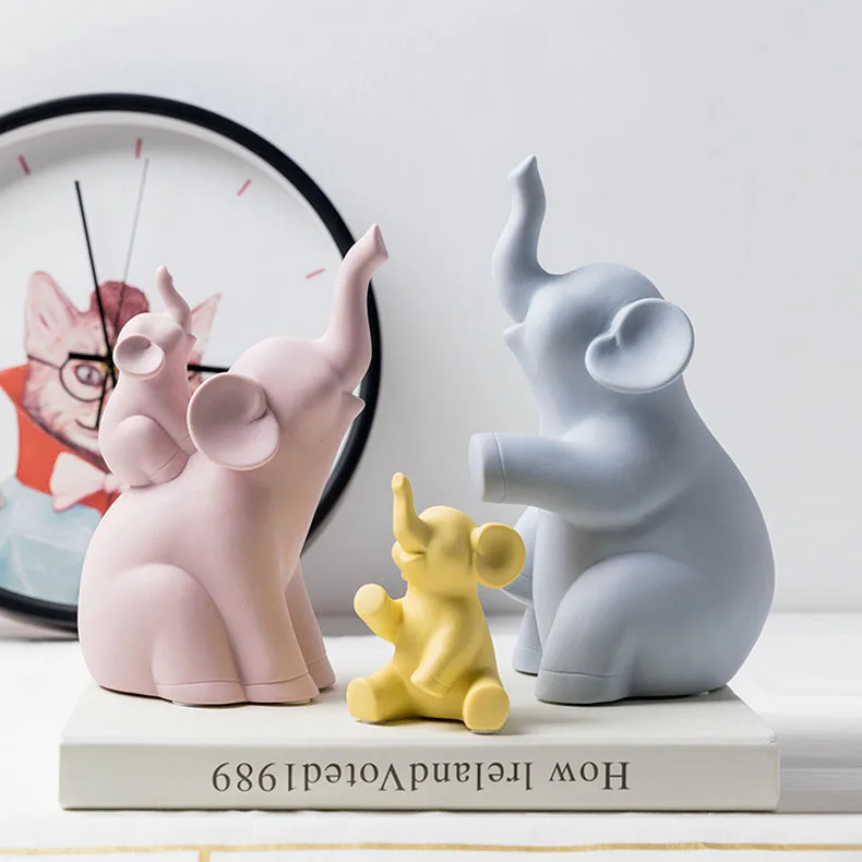 

Elephant Animal Figurines Miniatures for Home Living Room Decoration Statuette Modern Figurines for Interior Kawaii Accessories