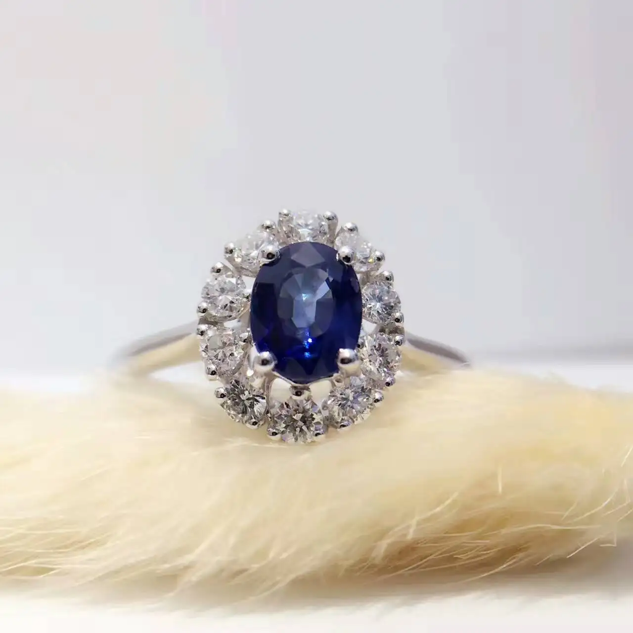 18K золото 0.887ct натуральный сапфир женское кольцо с 0.372ct Бриллиантовая установка новое Изысканное Украшение на свадьбу обручальное кольцо