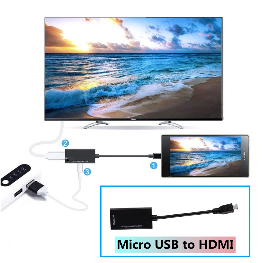 Преобразователи PzzPss Micro USB HDMI совместимые с преобразователями HD 1080P кабель для