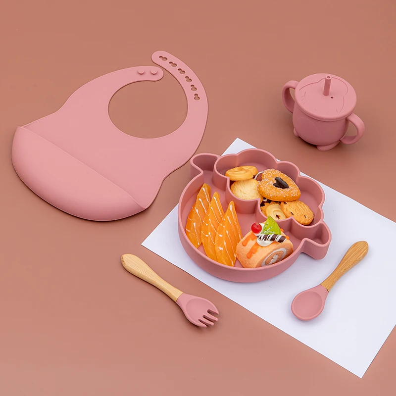 

Полная посуда для кормления ребенка, тарелки, Детские тарелки, силиконовые, без БФА, силиконовая присоска, посуда
