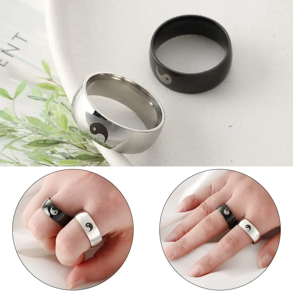 

Stainless Steel Boys Jewelry Yin Yang Ring Chinese Style Ring Tai Chi Gossip Pattern Couple Ring