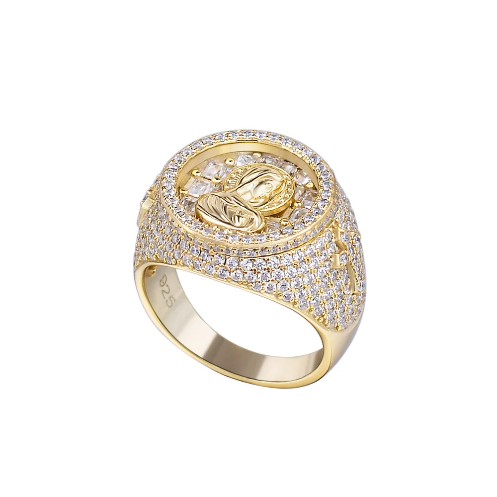 

Hip Hop Style 925 Sterling Silver Inlaid Zircon Retro Men's Business Ring Engagement Wedding Ring