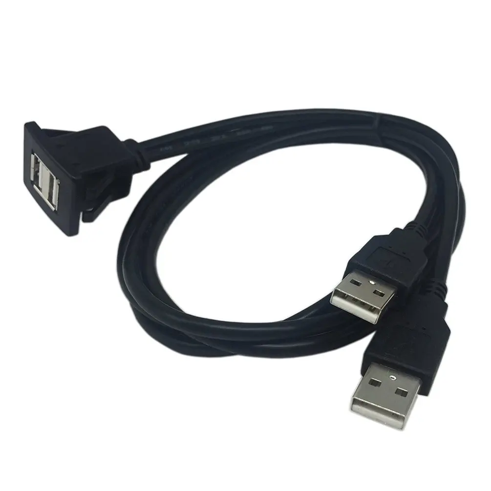 USB2.0 кабель для скрытого монтажа 1 м/2 м двойной/один USB порт удлинитель флеш приборная панель монтажный кабель для автомобиля лодки мотоцикла