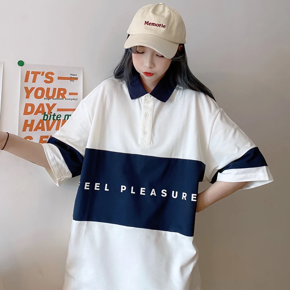 Женская рубашка поло с коротким рукавом в полоску|Футболки-поло| |