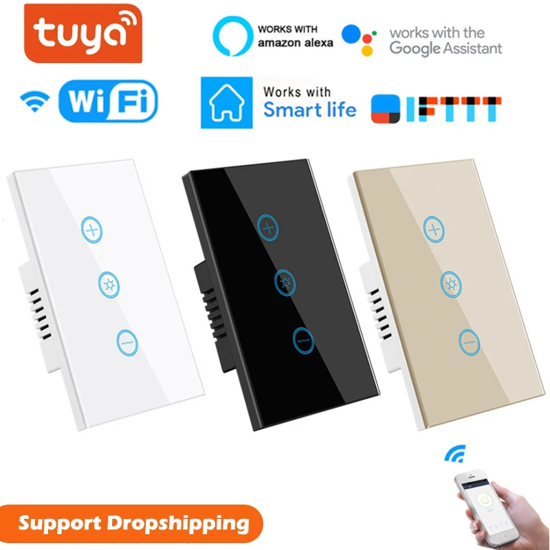 

Умный сенсорный светильник ель света Tuya с Wi-Fi, настенный переключатель с нулевым проводом, стандарт ЕС/США, 1/2/3 клавиши, работает с Alexa Google Home