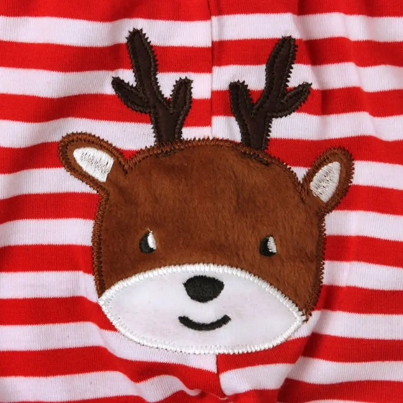 

Baby Unisex Christmas Santa Claus Reindeer Bodysuit Stripe Pants 2Pcs Set