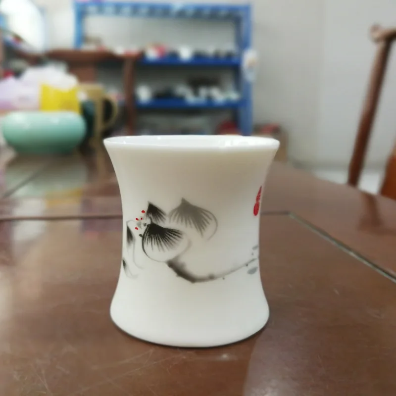 2 шт. 40 мл тонкая талия Керамика выстрел Стекло сливы Цин лотоса Stemless ради чашки