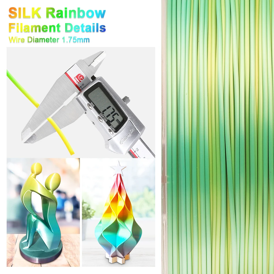 Допуск на допуск нити Enotepad SILK для 3D-принтера +/-0 02 мм 1 75 кг/100% фунтов наличие