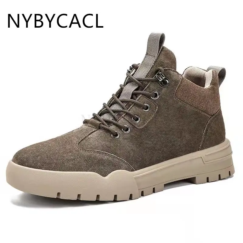 

Men's Leather Boots Winter British Style Brand Men Ankle Boots Non-slip Men Warm Snow Boots High-top Casual Shoes New Fashion