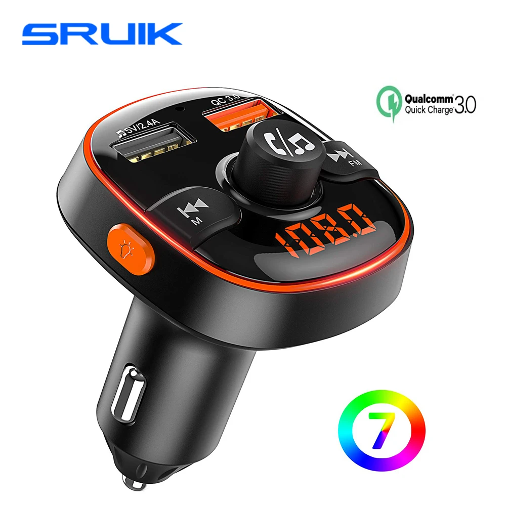 Bluetooth fm-передатчик 7 цветов окружающий светильник с режимом дыхания fm-модулятор QC3.0 автомобильное зарядное устройство передатчик Bluetooth Handsfree