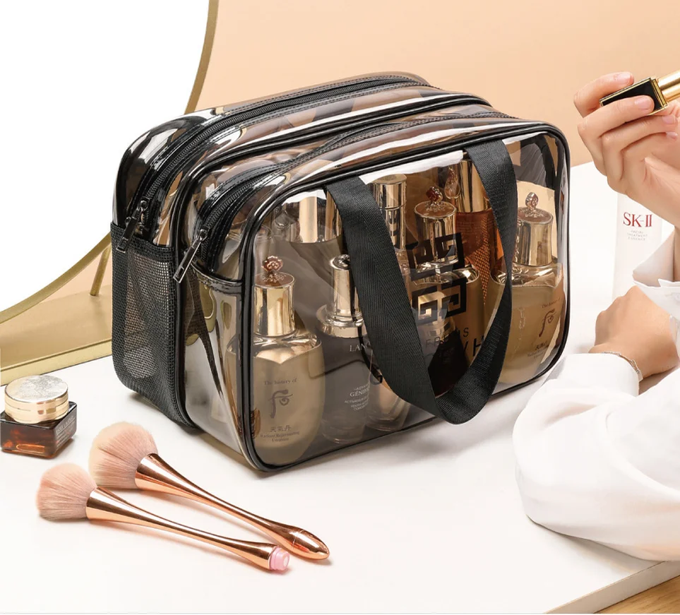 

Women Waterproof Cosmetic Bag Double Layer Large Capacity Travel Organizer Makeup Bag Clean Care Storage Handbag
