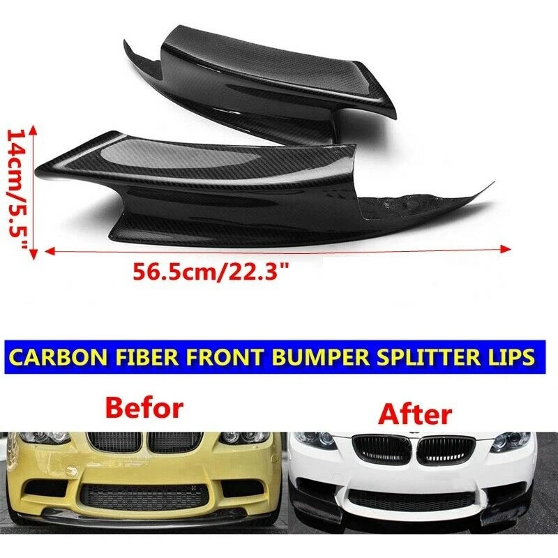 

Pair Real Carbon Fiber Front Bumper Splitter Lips For-BMW E90 E92 E93 M3 2007-2013
