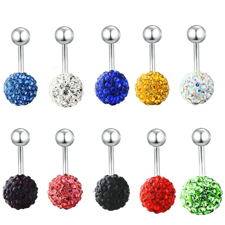 

20pcs/lot Crystal Fashion Stainless Steel Navel Belly Ring Piercing Ombligo for Woman Party Gift