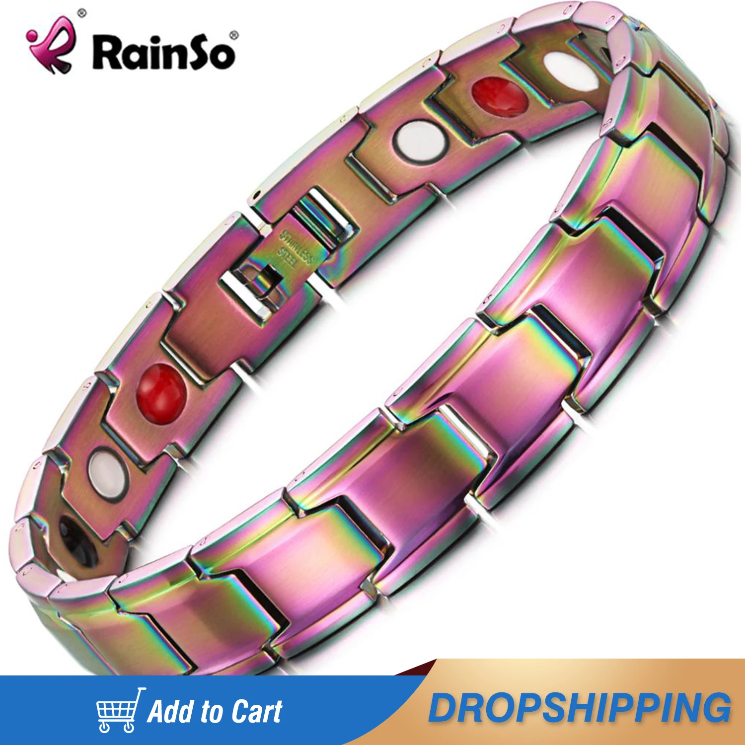 

RainSo Fashion Mixing Color Plated Stainless Steel Bracelet Magnetic Therapy Jewelry Bracelets Wristband For Men/Women 2021