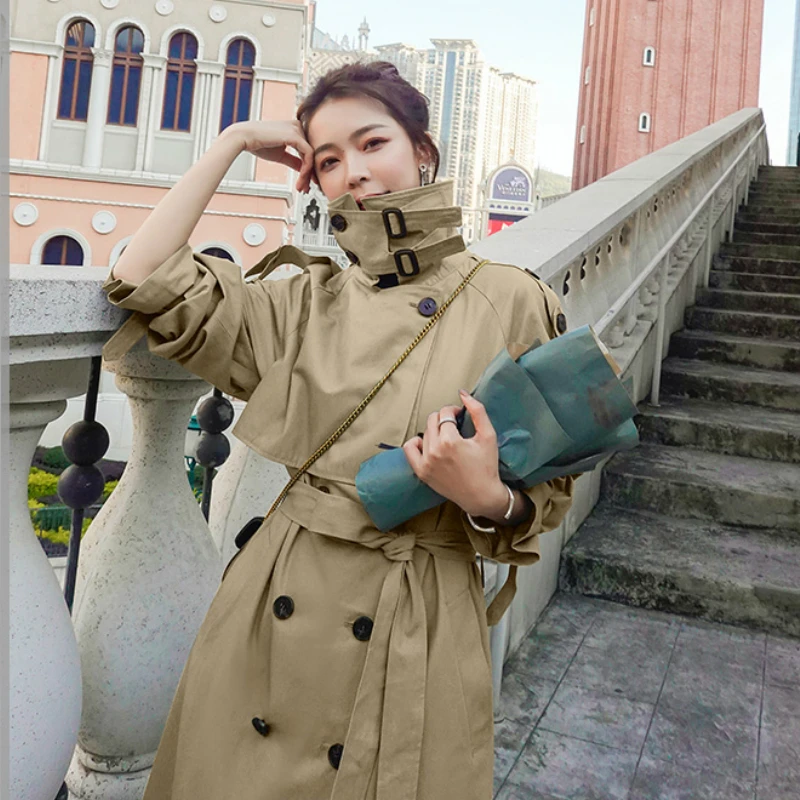 

Autumn Winter Thick Warm Windbreaker Women's Coat Elegent High Quality Double Breasted Female Trench Chic Epaulet Long Jackets