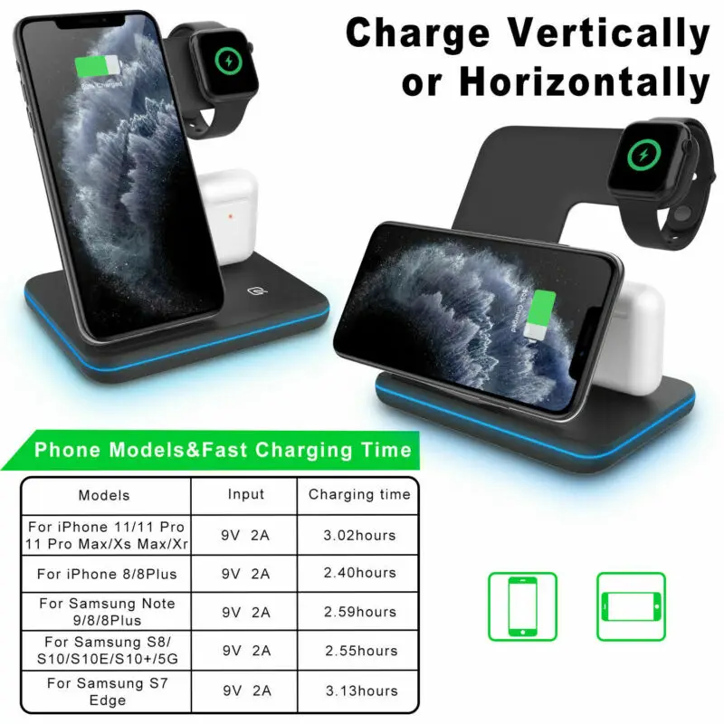 

3 in1 Wireless Charger Dock For iWatch iPhone11 Pro Max XS Samsung S10 Note10-5G