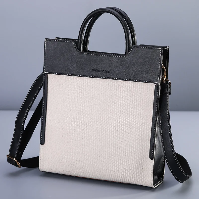 

Four Seasons Retro OL Business Office Canvas Large-capacity One-shoulder Messenger Bag Portable Tote Bag 2021 Summer New