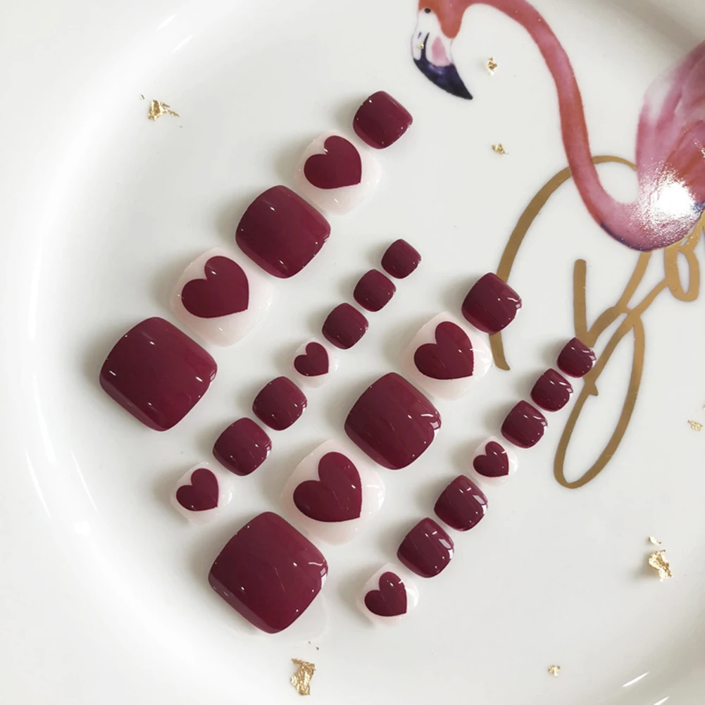 24Pcs Multi-pattern Shiny Women Full Cover False Toes Fake Nails Manicure Tools | Красота и здоровье