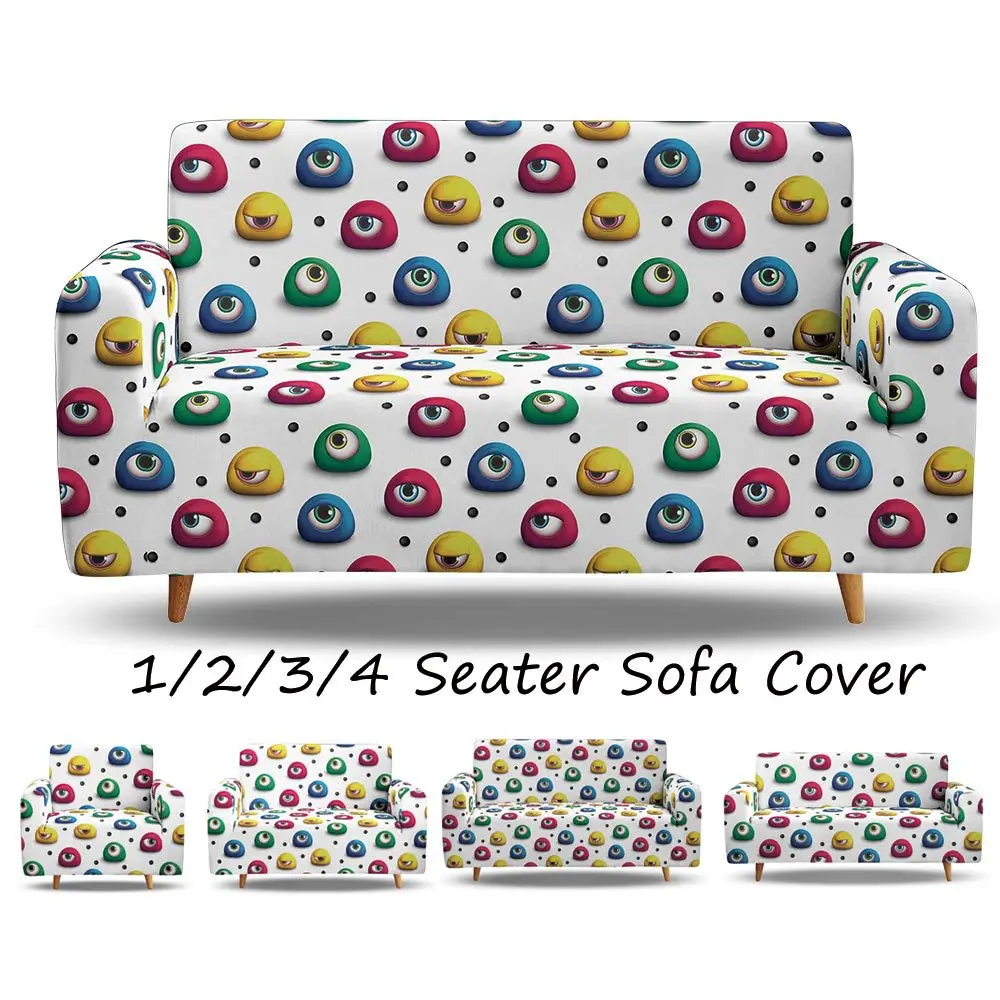 

Cartoon Figure Eye 3D Print Elastic Sofa Covers For Living Room L Shape Sofa Cover One Two Three Four Seater All-Inclusive Cute